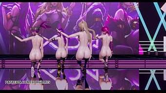 Kızlar Günü Yetişkin Karikatürü, League Of Legends Kda Cosplay Ve Striptiz