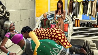 Hint Üvey Kızı Ve Üvey Oğlu, Olgun Kahverengi Ve Esmer Anne Ve Kızının Üçlüsüne Katılıyorlar